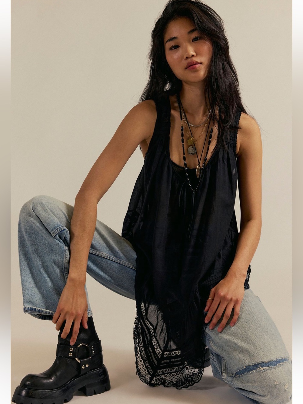 Free People Black Coretta Tunic